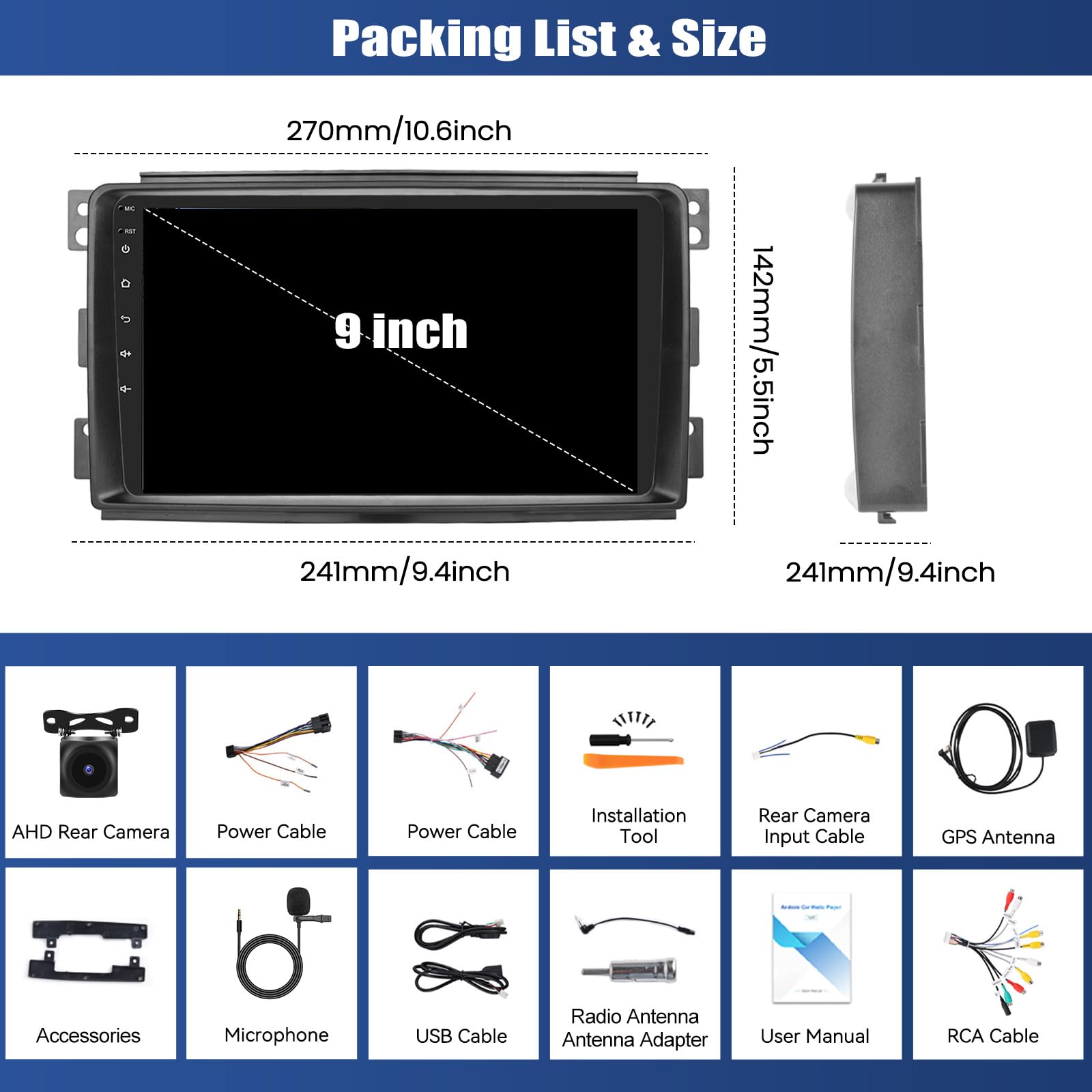 SIXWIN 8 Core 6+128G Android 15 Autoradio für Mercedes Benz Smart Fortwo 2005-2010 mit Carplay/Android Auto/DSP,9'' Touchscreen Radio mit WiFi/GPS/Bluetooth/FM/RDS/32EQ/Lenkradsteuerung+Rückfahrkamera