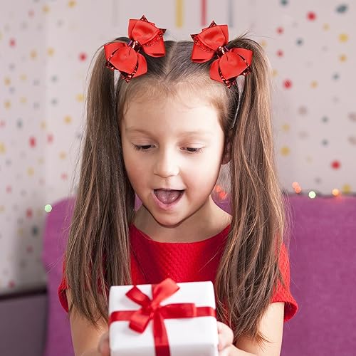 Miniatura 2 de SUPCLIPS Pinzas de lazo para el cabello con purpurina, horquillas de 3 pulgadas para niños y niñas, accesorios de peinado para el día de San