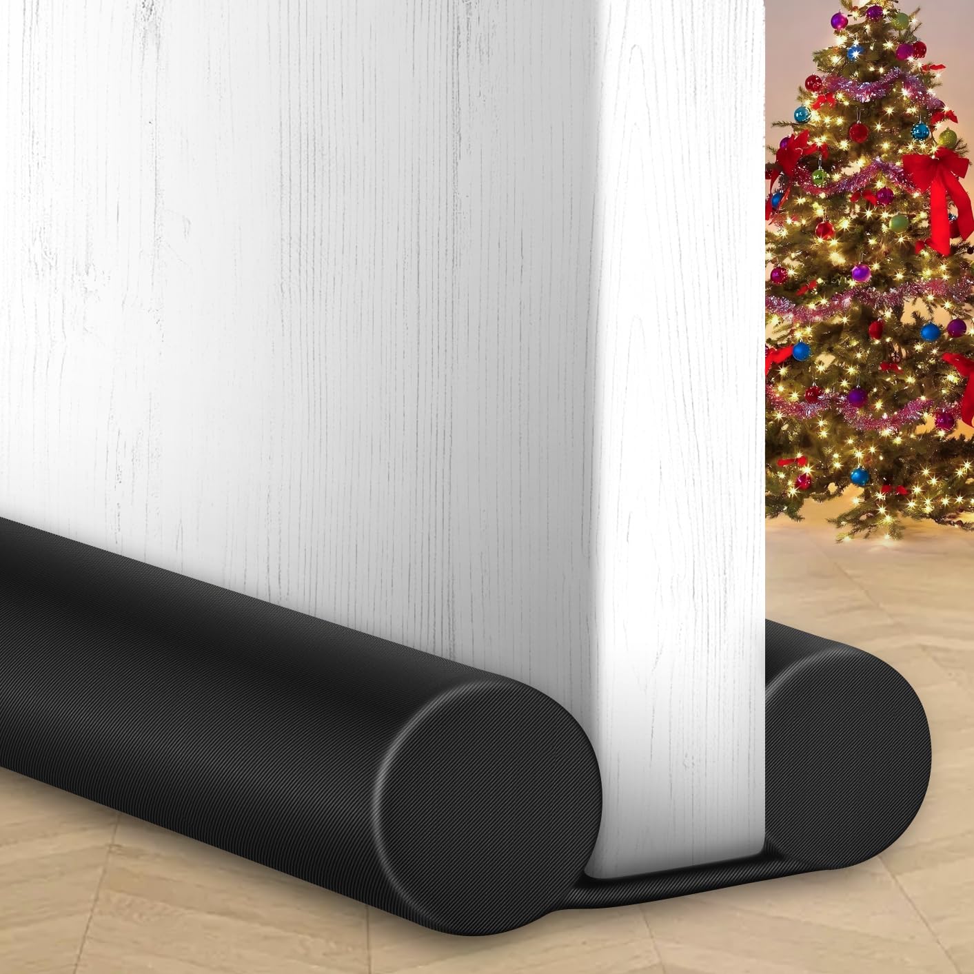 MAXTID Under Door Draft Stopper for Bottom of Doors 38" Black Door Blocker Noise ReducerLight Cold Air Guard Breeze Sound Proof Door Sweep Weather Stripping Door Seal Insulation Strip Gap Filler