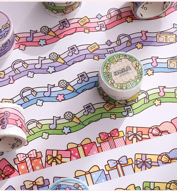 Miniatura 3 de 24 rollos de cinta kawaii de arte washi, suministros de oficina para la escuela, estética, juego de cinta adhesiva decorativa de dibujos animados,