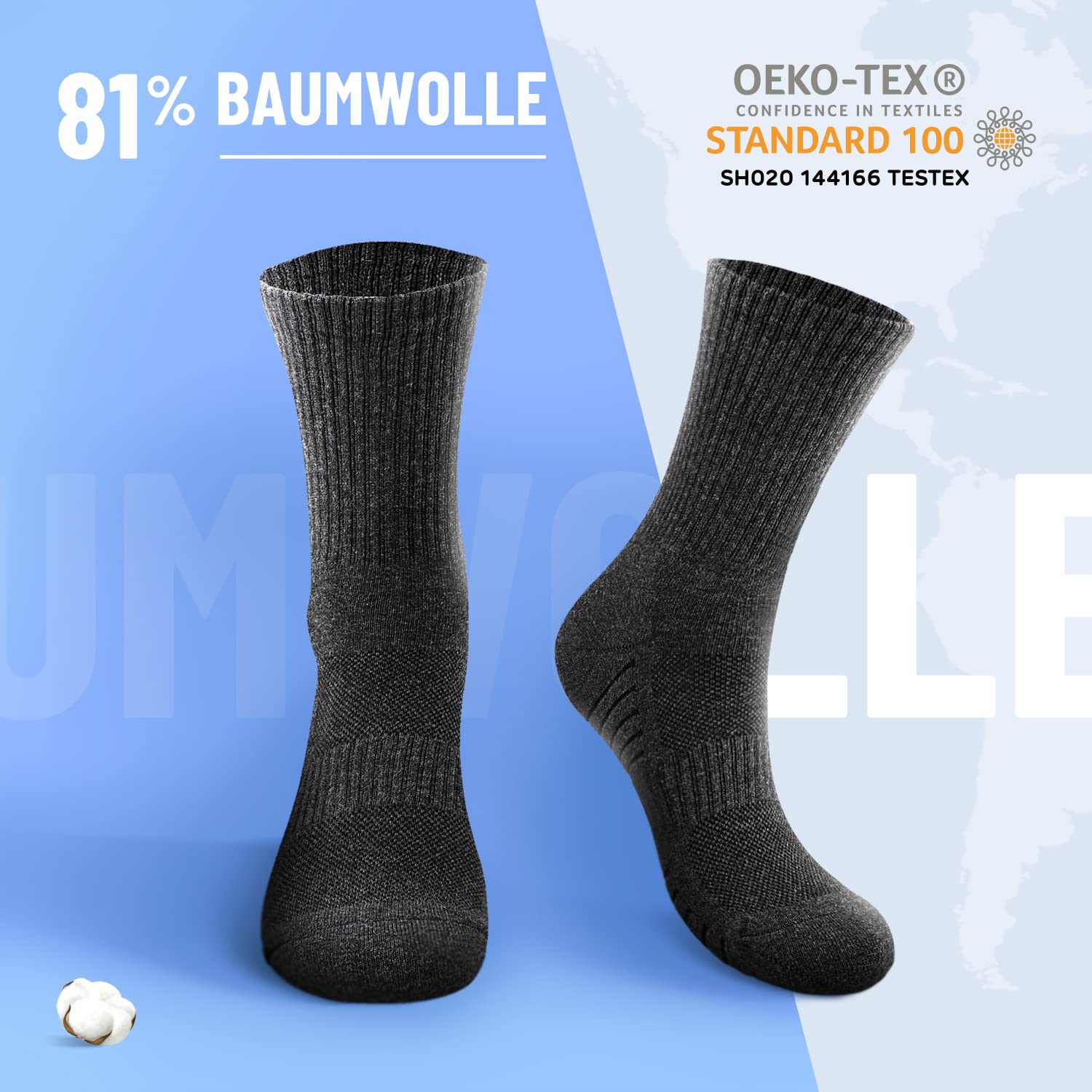 TUUHAW 6/12 Paia Calzini Uomo e Donna Sportivi Lunghe Cotone Sport Calzettoni con Buona Elasticità Alti Socks Calze Traspiranti