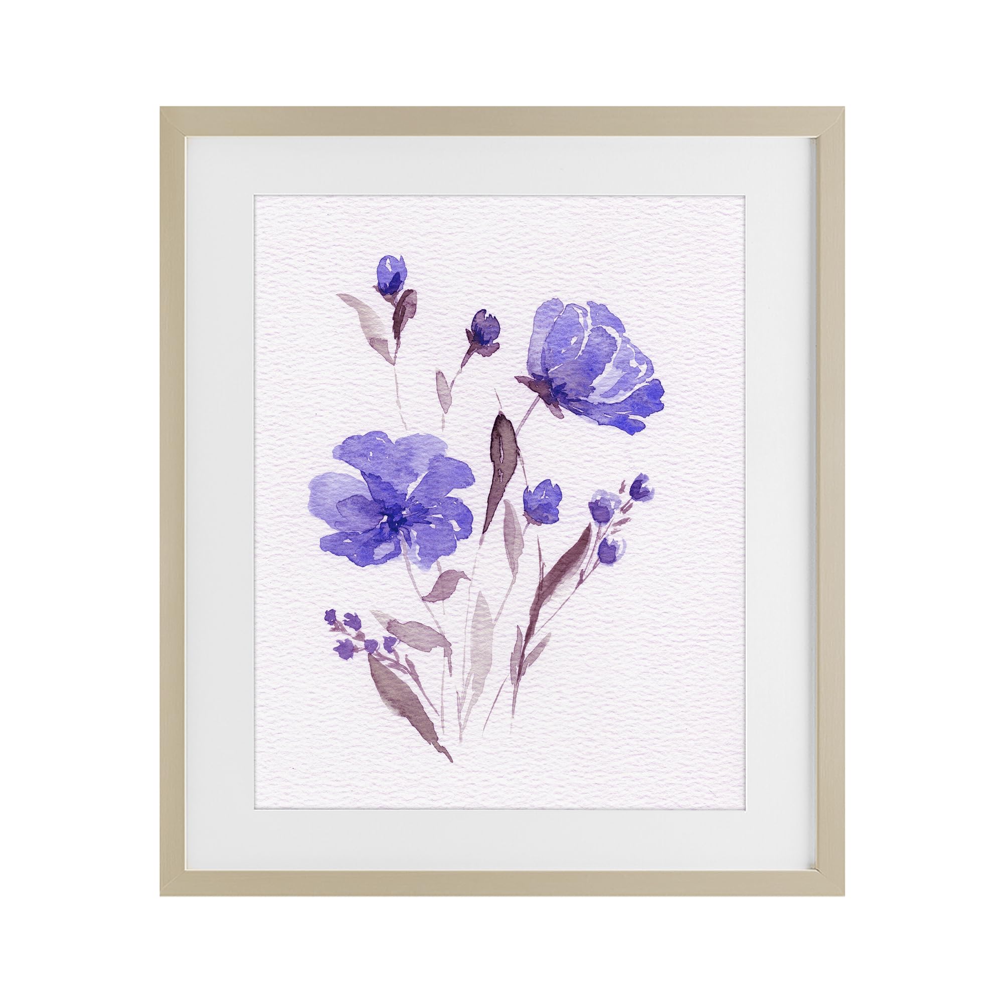 'Watercolor Purple Flowers'| Framed Print Under Glass