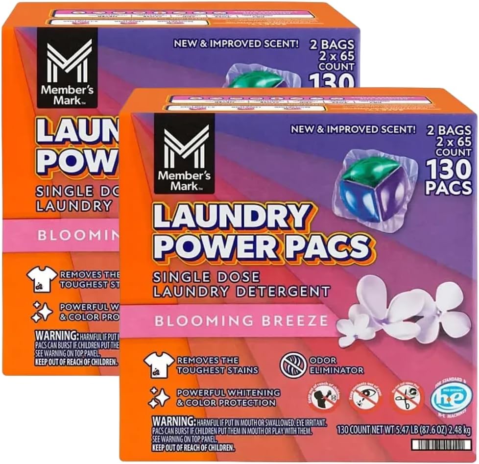 Laundry Detergent Power Pacs, Blooming Breeze Scent, 130 Count (130 count (2 pack))