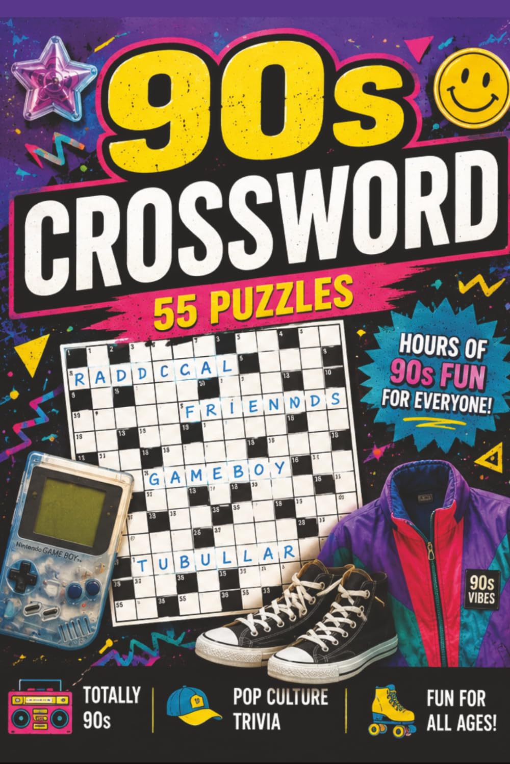 90s-Themed Crossword Puzzle Book: 55 Fun 90s Crosswords with 55 Nostalgic Pop Culture Facts | Brain Games for 90s Fans, Teens, Adults & Seniors