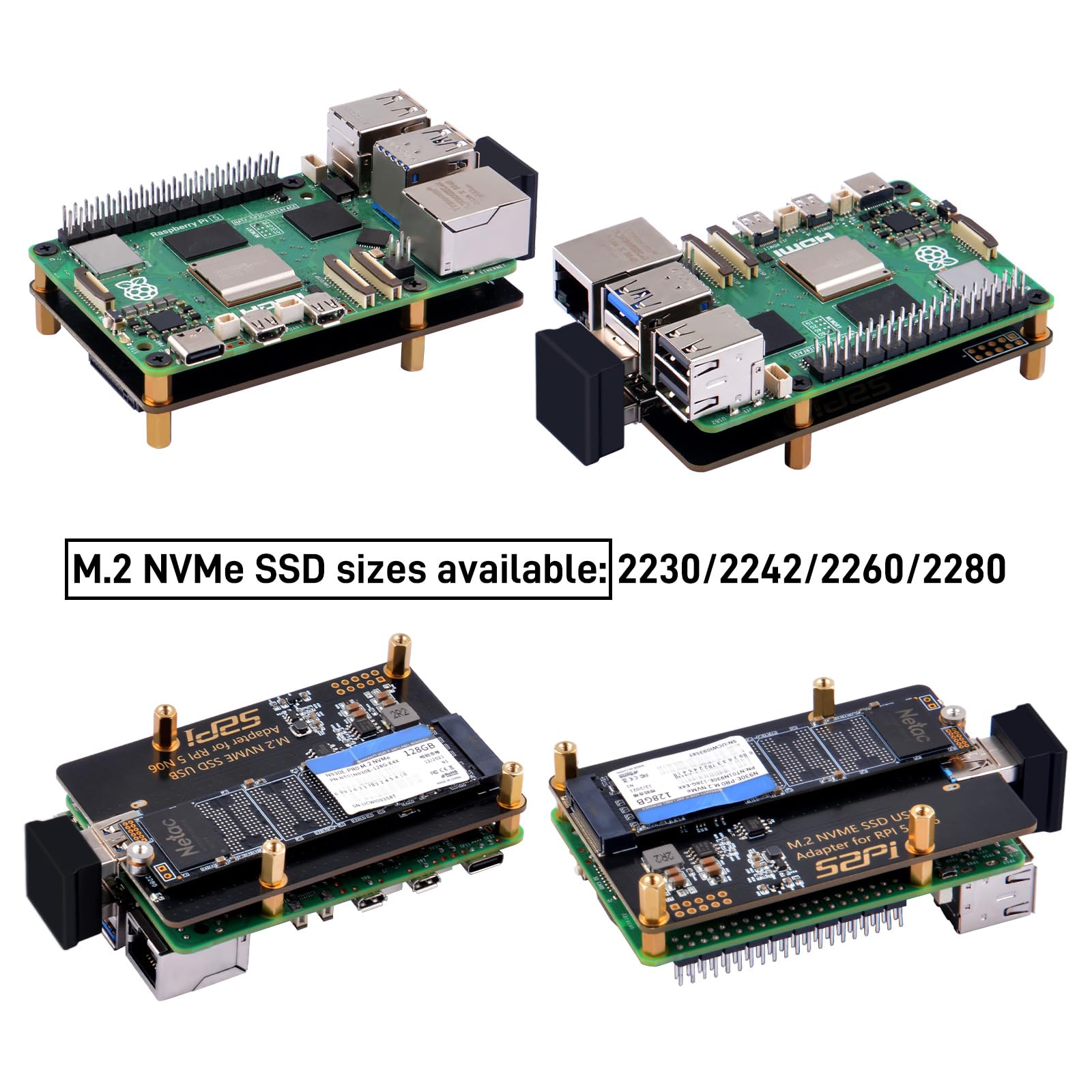 GeeekPi N06 M.2 NVME SSD USB Adapter for Raspberry Pi 5, Support M.2 NVMe SSD 2230 2242 2260 2280 — view 3