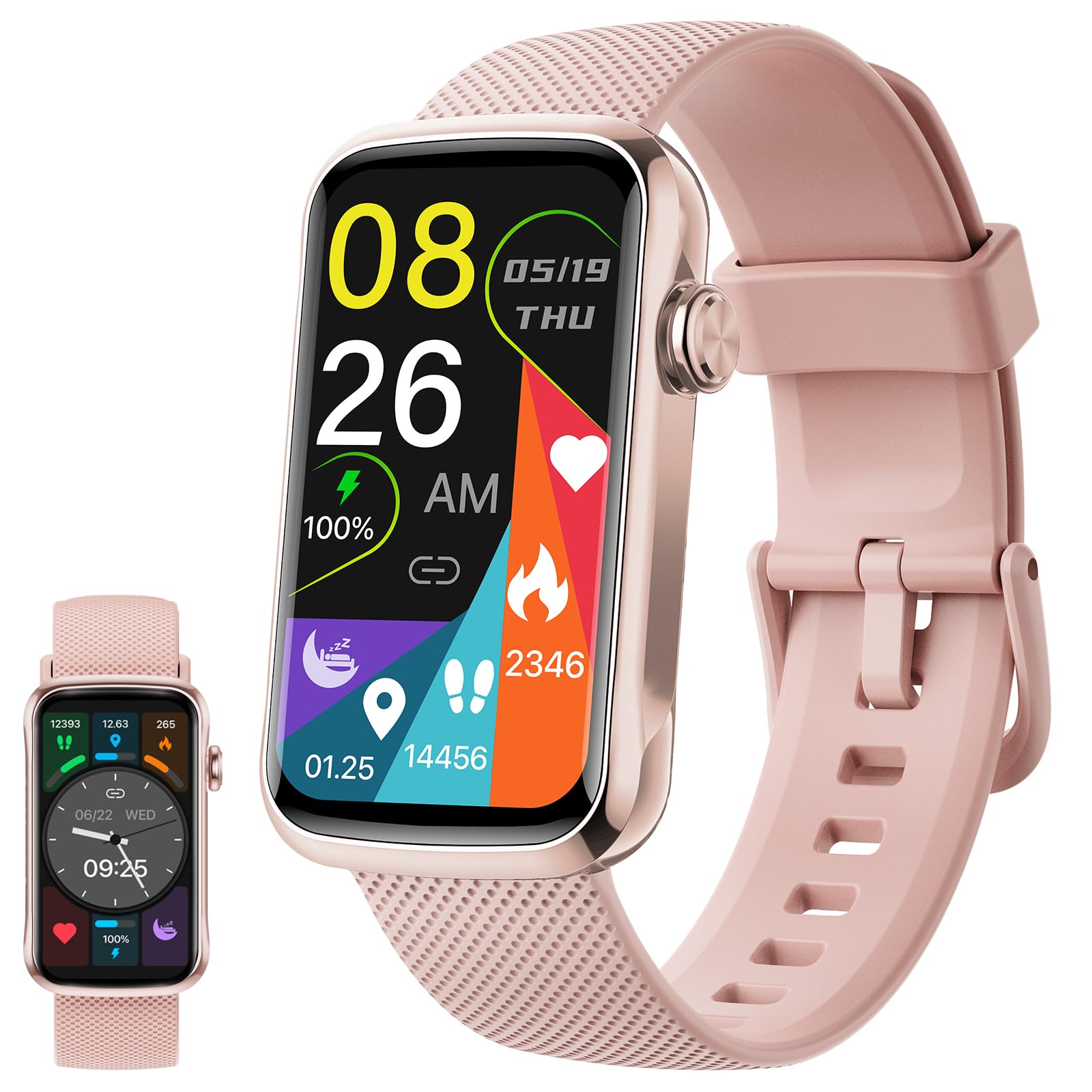 Reloj Inteligente Hombre Mujer, 1.47" HD Smartwatch con Whatsapp Notificación, Podómetro/Pulsómetro/SpO2/Monitor de Sueño, IP68 Pulsera Actividad con 24 Modos Deportivos, Smart Watch para Android iOS
