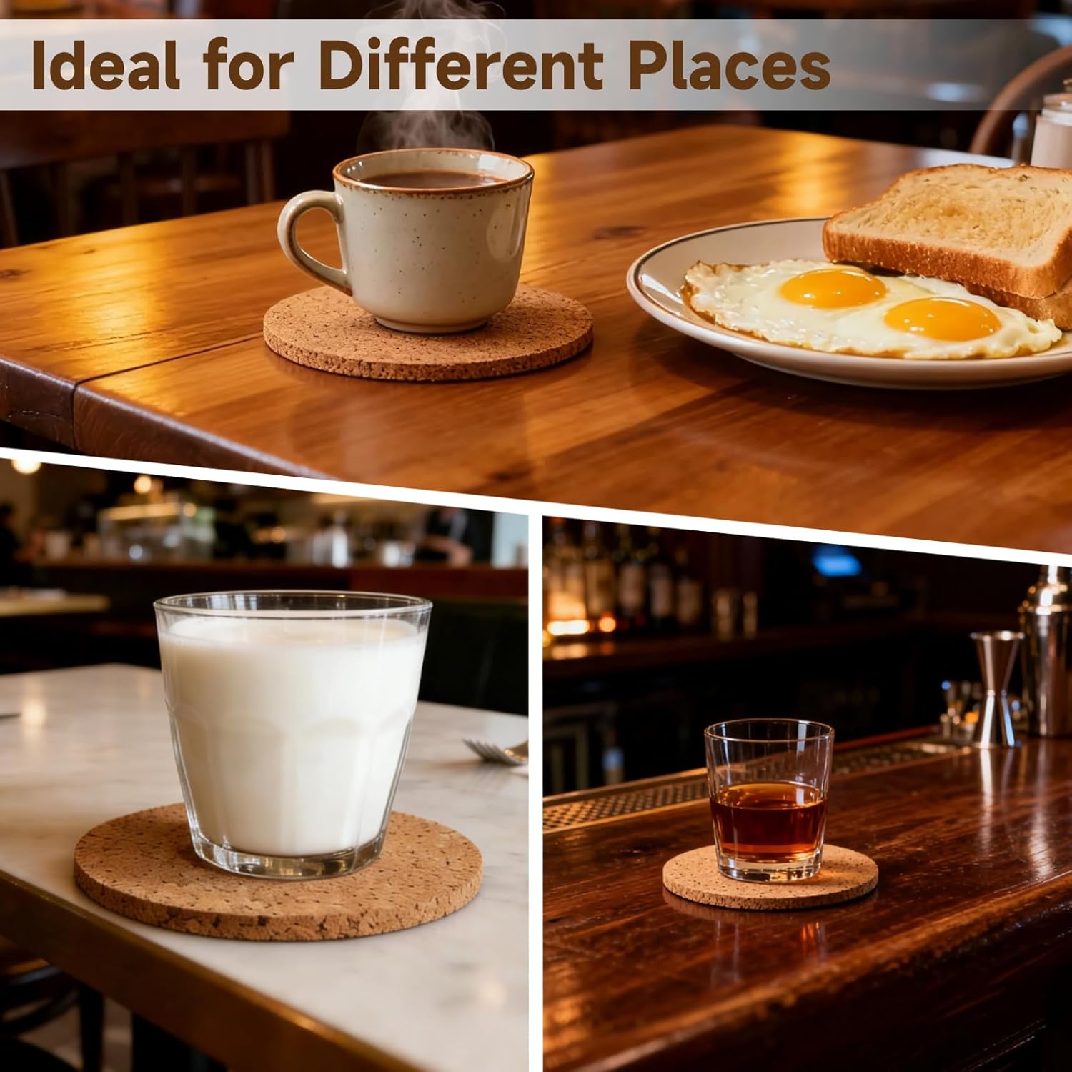 100 Pcs Cork Coasters, 3.5 Inch Round Natural Cork Coasters, Thick Bulk Blank Coaster for Drinks, Heat-Resistant and Non-Slip Cork Pads Coaster for DIY Crafts - Image 6