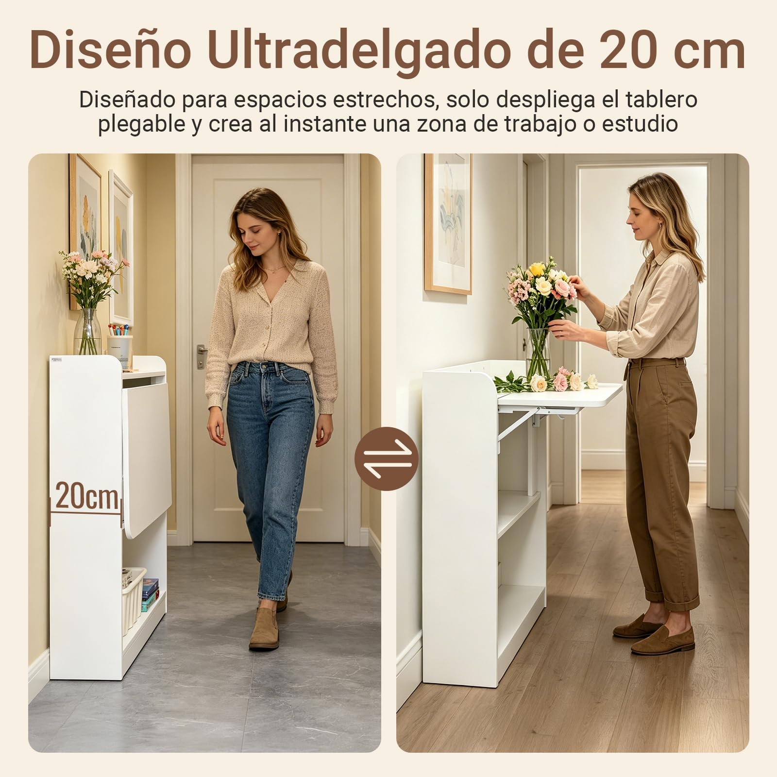 SoBuy Mesa Escritorio Mesa Gaming Plegable para Ordenador Escritorio Pequeño con Estantes de Almacenamiento Standing Desk con Almacenaje Blanco 64x58x82cm FWT92-W
