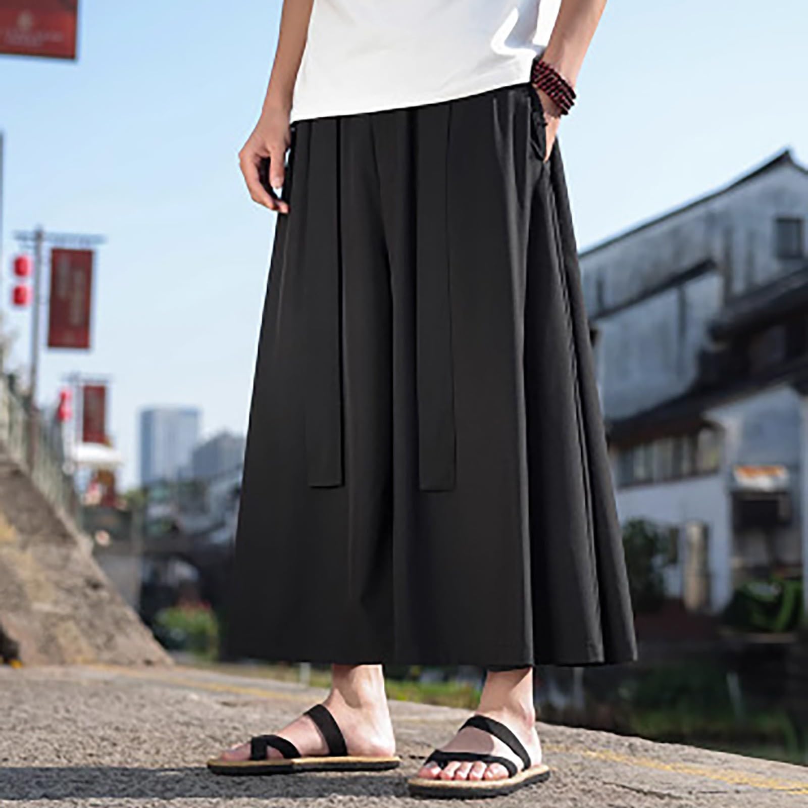 Pantaloni da uomo harajuku baggy gonna tradizionale kendo samurai harem pantaloni yoga ninja harajuku pantaloni casual kendo samurai pantaloni irregolari da uomo alla moda
