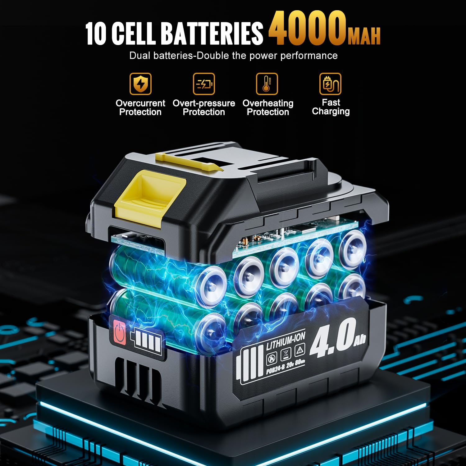 Cordless Leaf Blower, 600000 RPM Handheld Leaf Blowers with 2 X 4.0Ah Batteries & Charger, 650 CFM Small Turbo Jet Blower for Patio Cleaning, Lawn Care, Leaves, Dust, Snow - Image 6