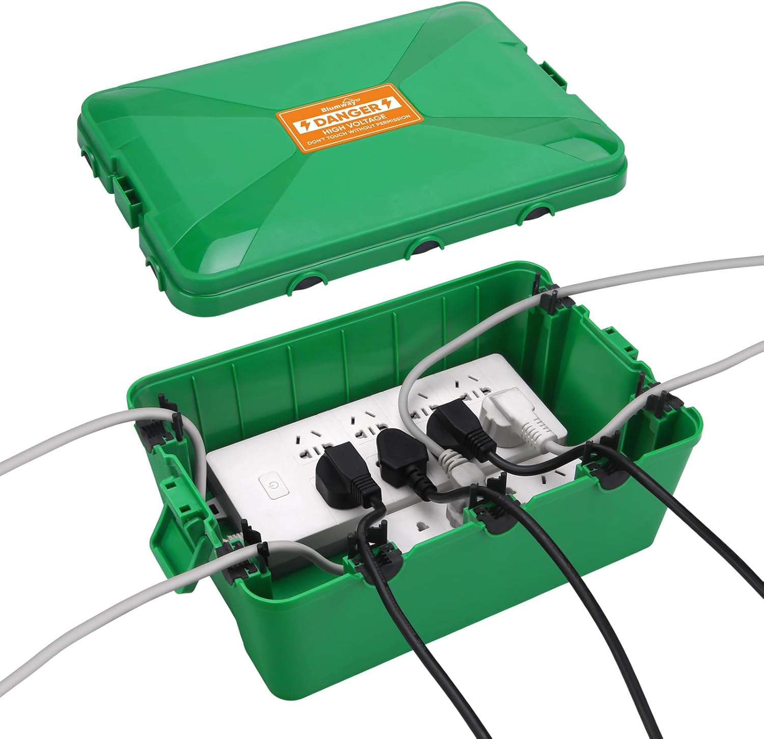 Blumway Outdoor Electrical Box, IP54 Waterproof Outdoor Outlet Covers Weatherproof,Fluorescent Label, Covers Protect Outlet, Plug,Power Strip,Timer, Socket,Holiday Light Extended Line (Black)