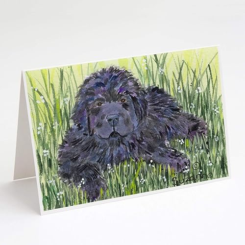 Caroline's Treasures SS8872GCA7P - Tarjetas de felicitación y sobres de Terranova, paquete de 8, 7 x 5, multicolor