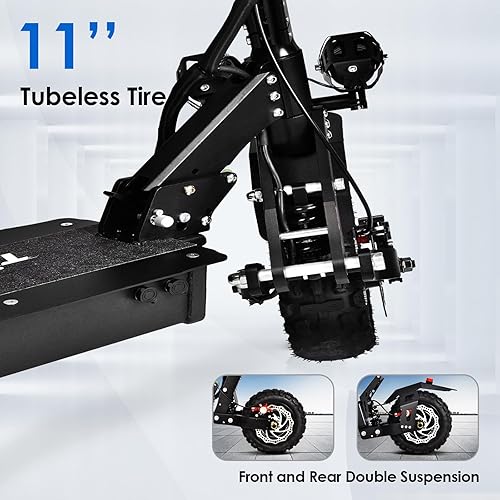 Miniatura 5 de Scooter eléctrico 60V30AH para adultos, motor de doble unidad de 5600 W, velocidad máxima de 50 MPH, rango de 60 millas, neumáticos todoterreno de