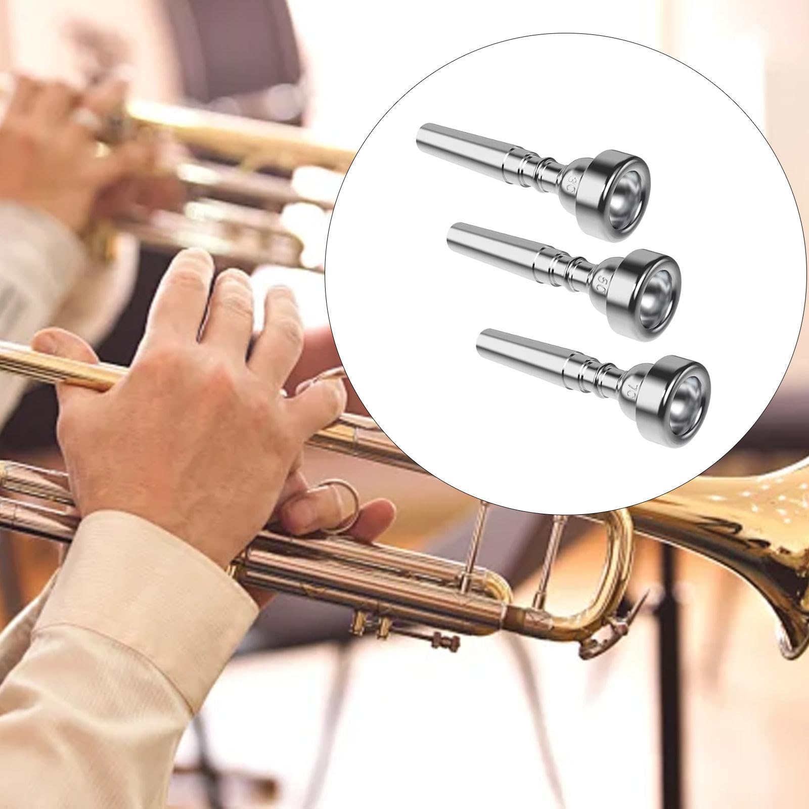 Set di per Tromba Da 3 Pezzi, 7C, 5C, 3C, Set di per Tromba, Parti Musicali, per Professionisti, Principianti, per Musicisti, Argento