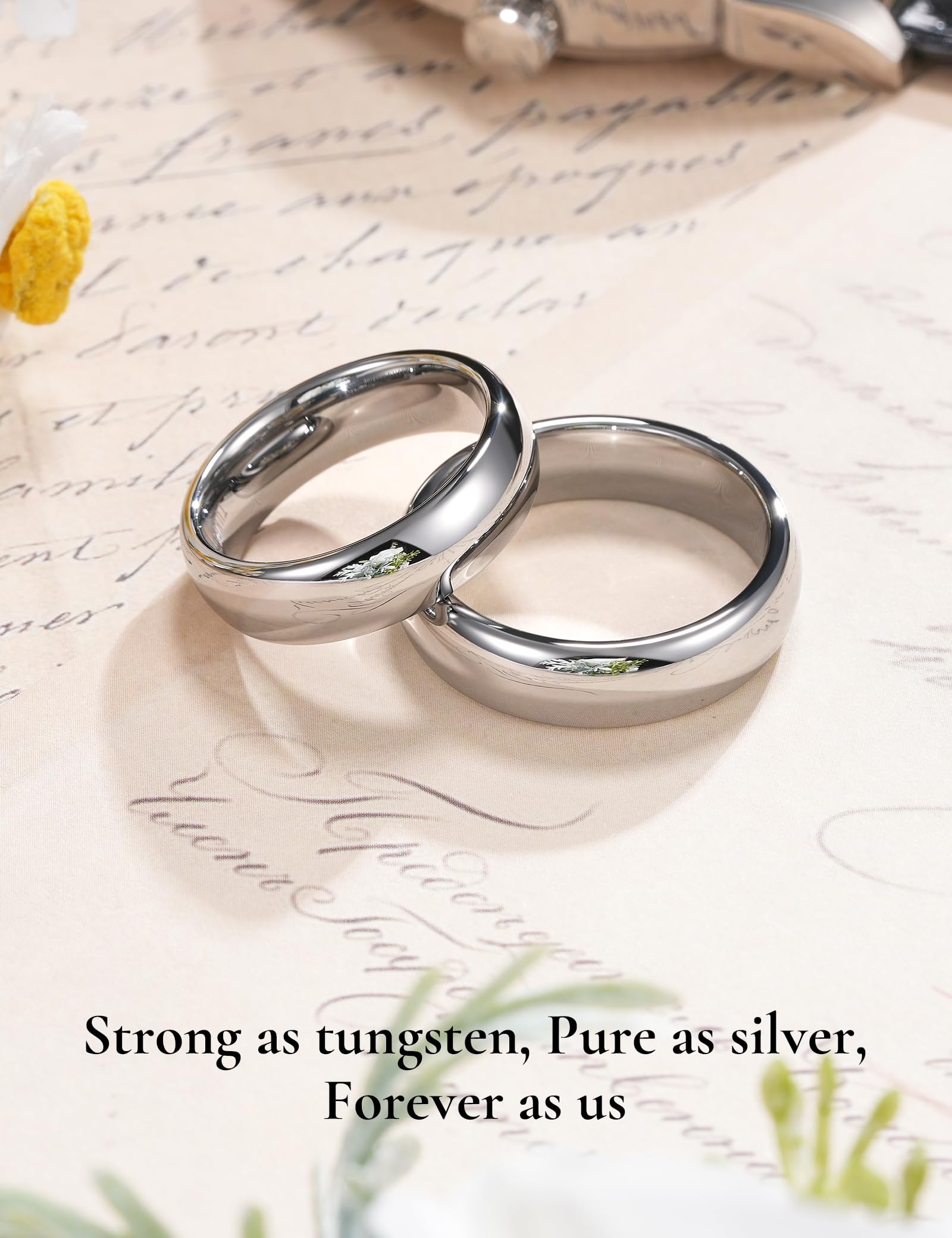 King Will Herrenring Wolframkarbid Silber Schwarz Gunmetal 2mm 4mm 6mm 8mm gewölbt hochglanzpoliert