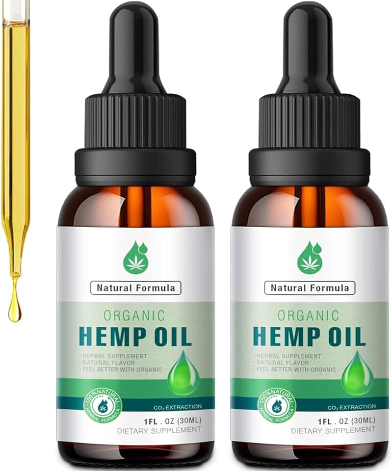2 Pack Hemp Oil Organic Premium for Pain Relief, Skin, Anxiety - 2,800,000 Maximum Strength - 100% Natural Hemp Drops Tincture - Hemp Oils with Vegan, Non-GMO Grown