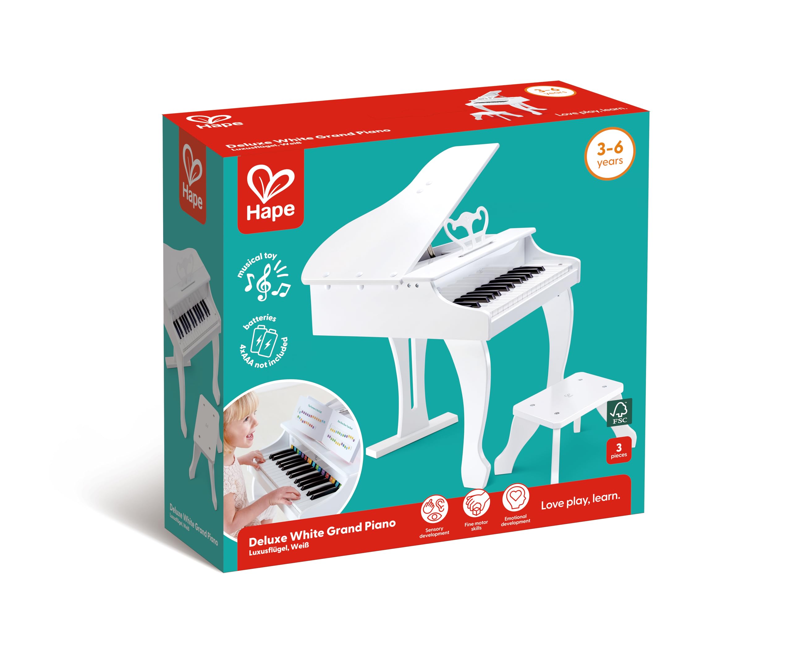 Amazon.co.jp: Hape(ハペ) デラックスグランドピアノ(白色) E0338A Amazon.co.jp: Hape(ハペ) デラックスグランドピアノ(白色) E0338A