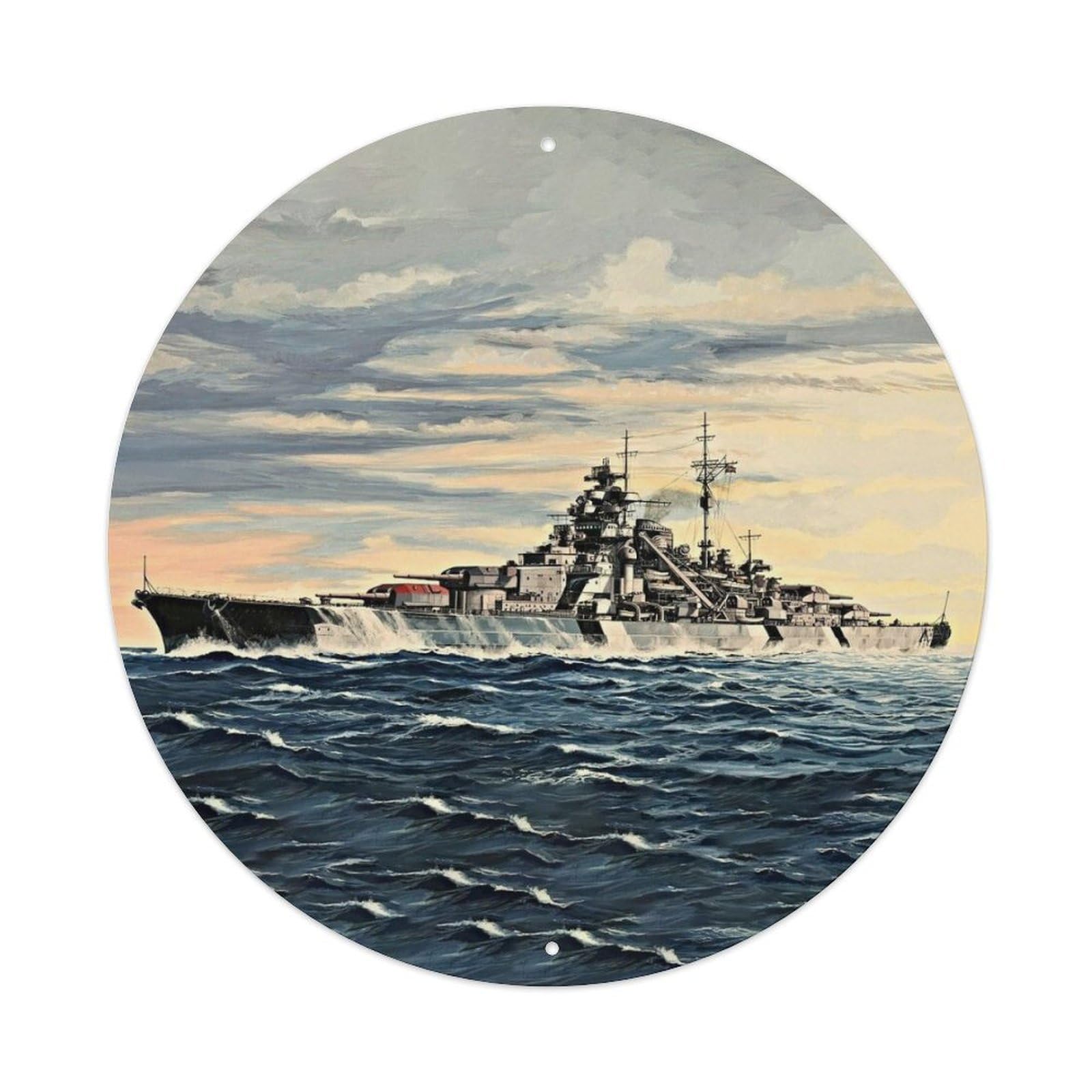 War Bismarck Battleship Sea Patrol Vintage Metal Tin Sign Plaque Wall Decor for Cafe, Club Bar, Office, Garden Metal Poster 8x8Inch