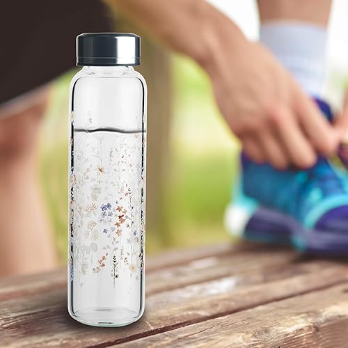 Miniatura 7 de Botella de agua de vidrio de borosilicato, botella de vidrio deportivo con funda de neopreno y tapa de acero inoxidable de 16 oz32 onzas (32 onzas,