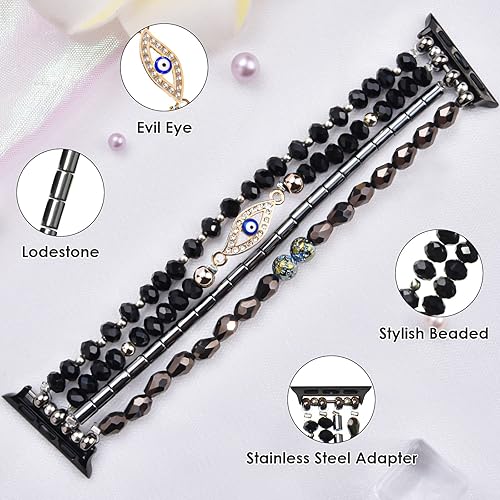 Miniatura 2 de CAGOS Pulsera de cuentas compatible con Apple Watch Band Series 10987654321 SE de 38 mm 40 mm 41 mm 42 mm 44 mm 45 mm 46 mm, lindas correas