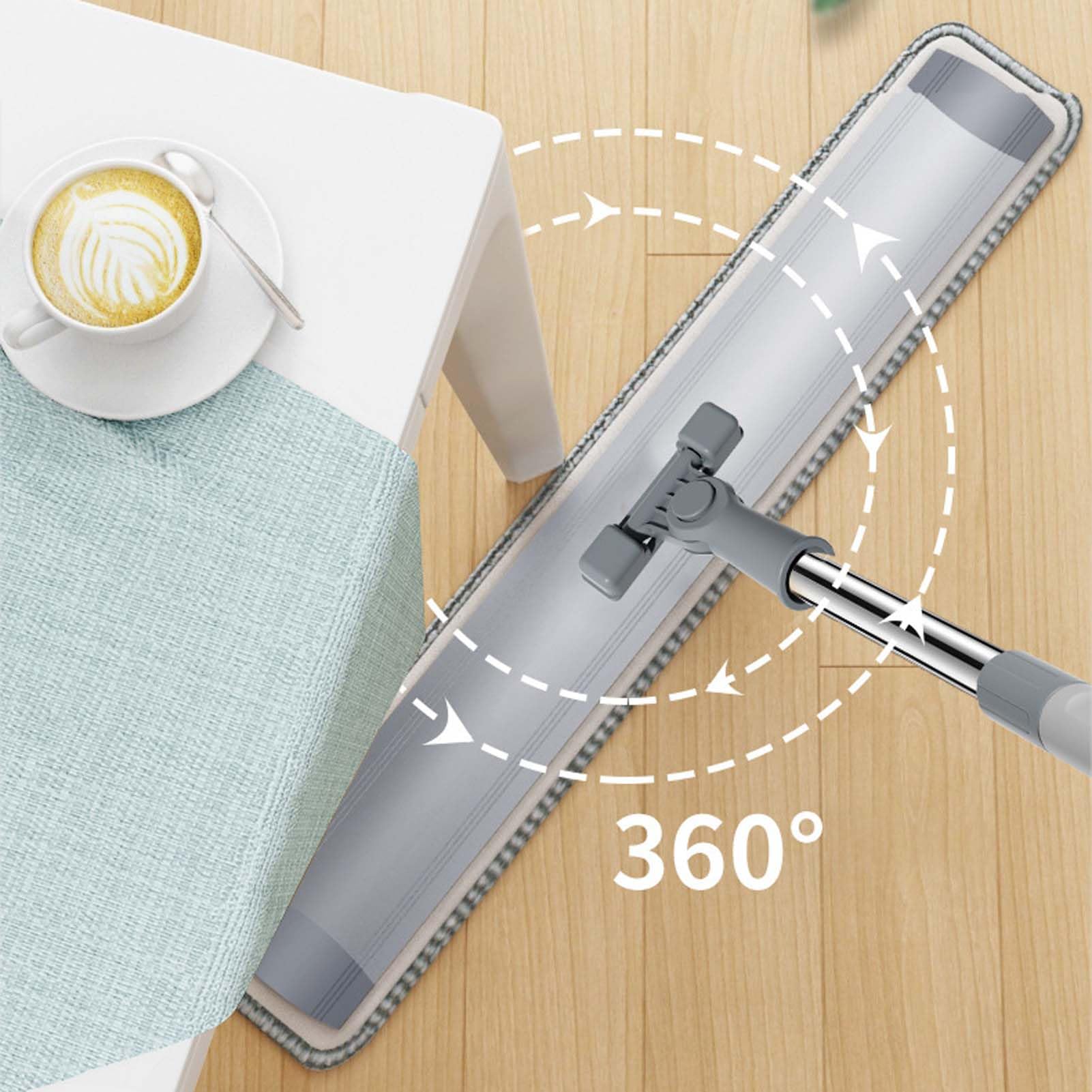 Mopa para Suelos con Paño Microfibra, Fregona Lavable Reutilizable, Limpiador De Suelos para Baldosas Laminado Y Superficies Lisas, Mopa Fregona con Mango Ajustable para Hogar