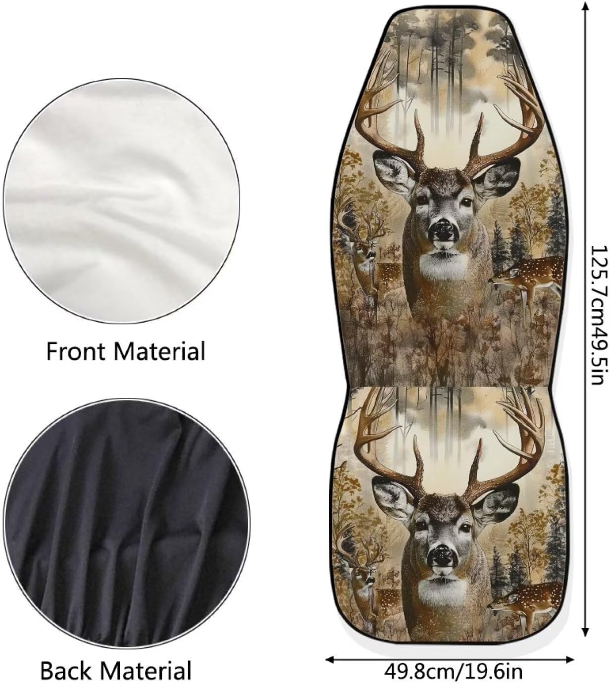 Camo Deer Car Seat Covers Front Seats Only Hunting 2 Piece Bucket Seat Cover Protector Women Men Auto Front Seats Interior Accessories Bench Cover Universal Fit SUV Truck Sedan Van