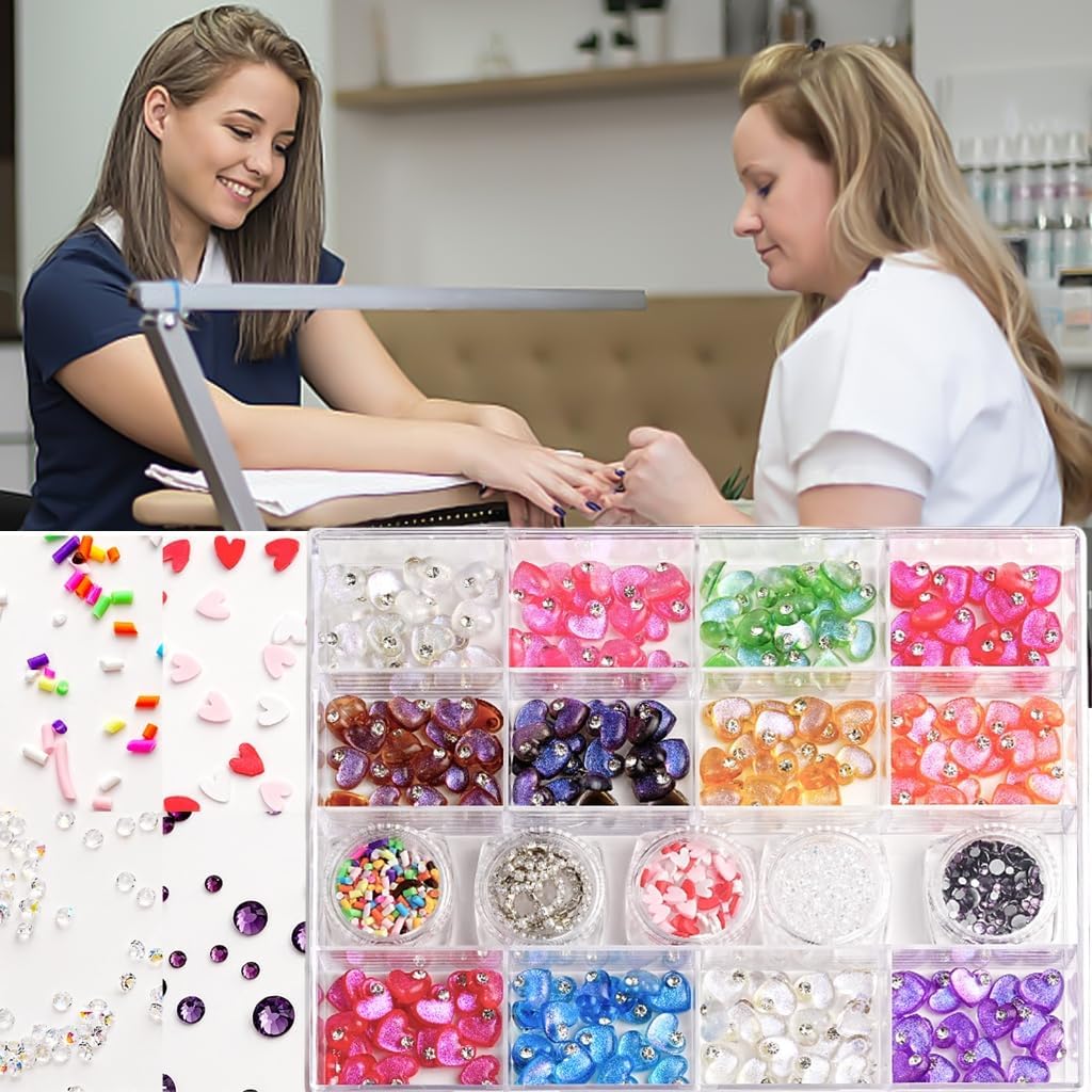 Heart Nails Art Charm Resin Flatback Heart Nails Rhinestones Charm Nails Art Decoration for Nails Craft