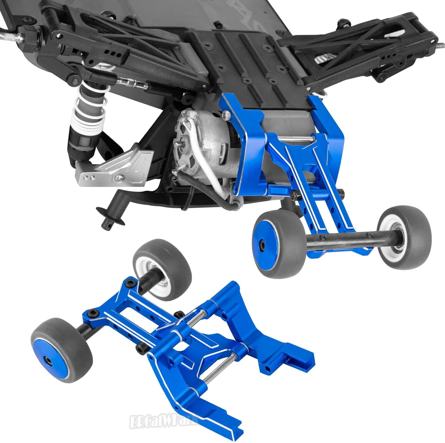 RC Wheelie Bar Kit Upgrades Part for 1/10 Slash 2WD Rustler 2WD Bandit 2WD,Aluminum Wheelie Bar Set Hops Up,Navy Blue