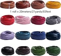 Vista 2 de Cuerda de cuero genuino de 21 yardas, cuerda plana de cuero trenzado para hacer joyas, collares, pulseras, cordones de zapatos, correas de bolsa