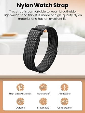 Google Fitbit Air対応ナイロンバンド、ステンレススチールバックル付き通気換用ストラップ、スクリーンレストラッカー用のマイクロ調整可能パフォーマンスループ
