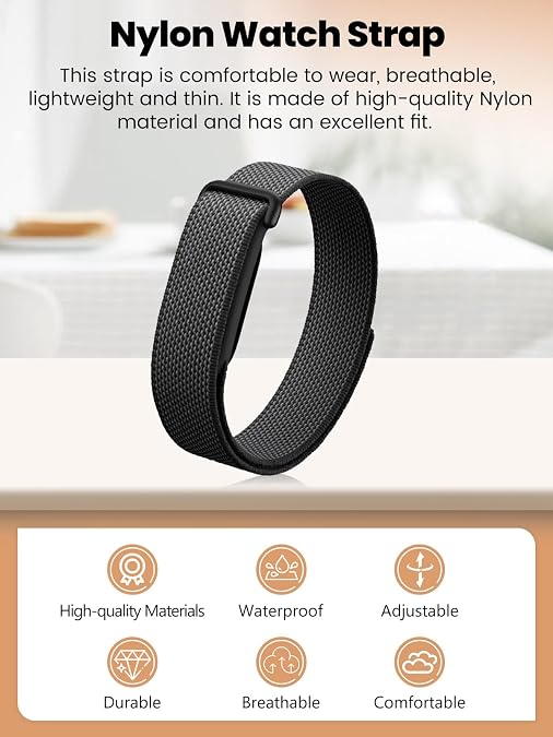 Nylon Band Compatible with Google Fitbit Air, Breathable Replacement Strap with Plastic Buckle, Micro-Adjustable Performance Loop for Screenless Fitness Tracker