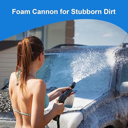 Miniatura 8 de Lavadora eléctrica a presión de 5000 PSI 2.8 GPM, lavadora de alta potencia con 4 boquillas de presión y cañón de espuma, lavadoras de potencia para