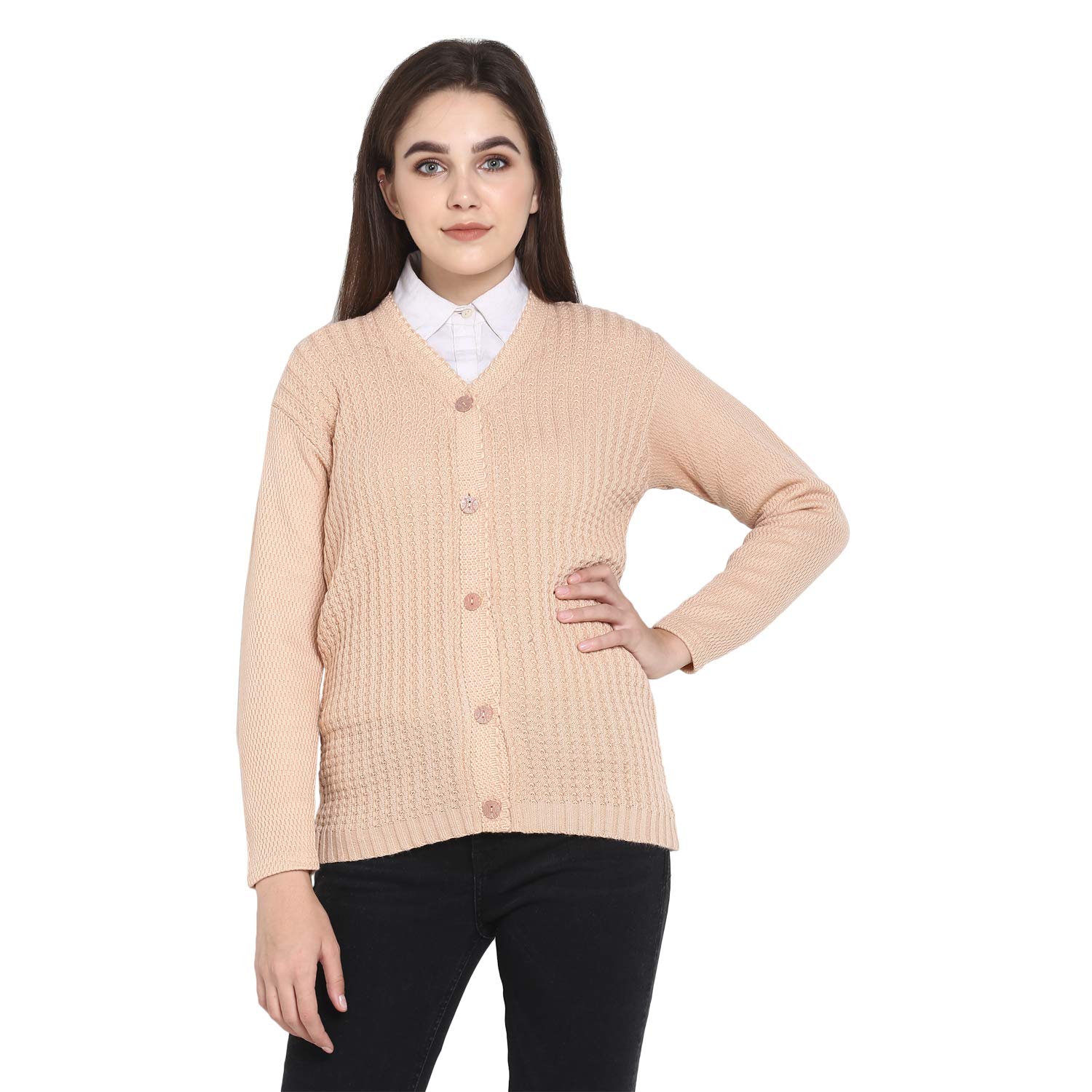 pivl Women's self Design V Neck Long Sleeves Sweater for Winter-picture-21