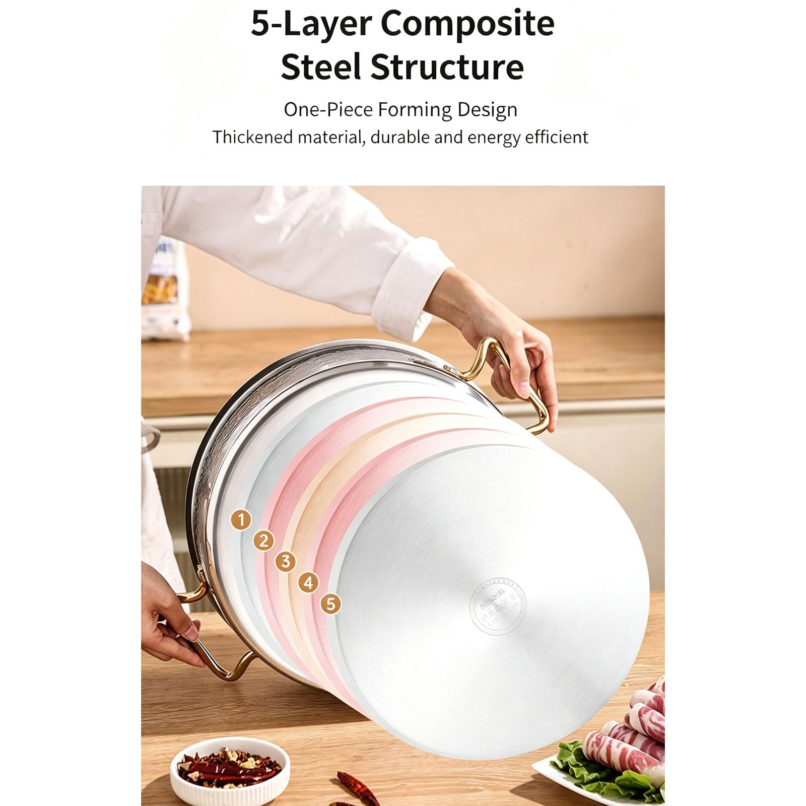 Dual-Flavor Divided Stock Pot with Glass Lid for All Stovetops