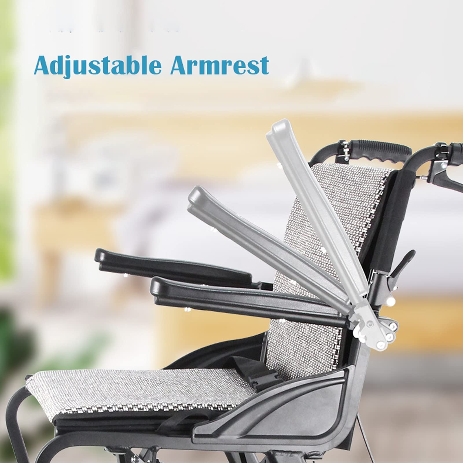 ultraligera Silla de ruedas Silla de transporte plegable con reposapiés en silla de ruedas plegable ultraligero con freno de mano, silla de ruedas de viaje adecuada para ancianos y niños, 16.5 en asie