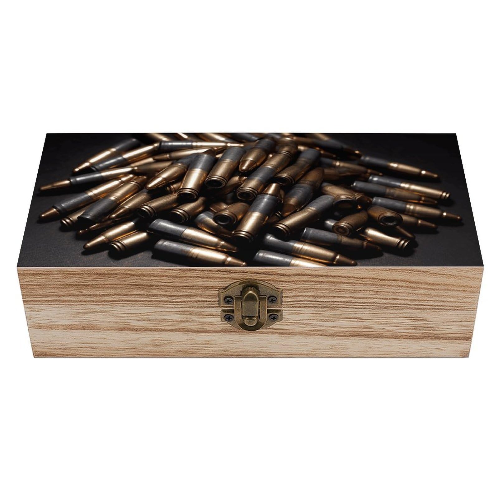 FekiLoot Bullet Wooden Keepsake Box Decorative Wood Storage Organizer with Hinged Lid Large Handmade Boxes Wedding Memory Treasure Box for Jewelry Photos Stamps Crafts