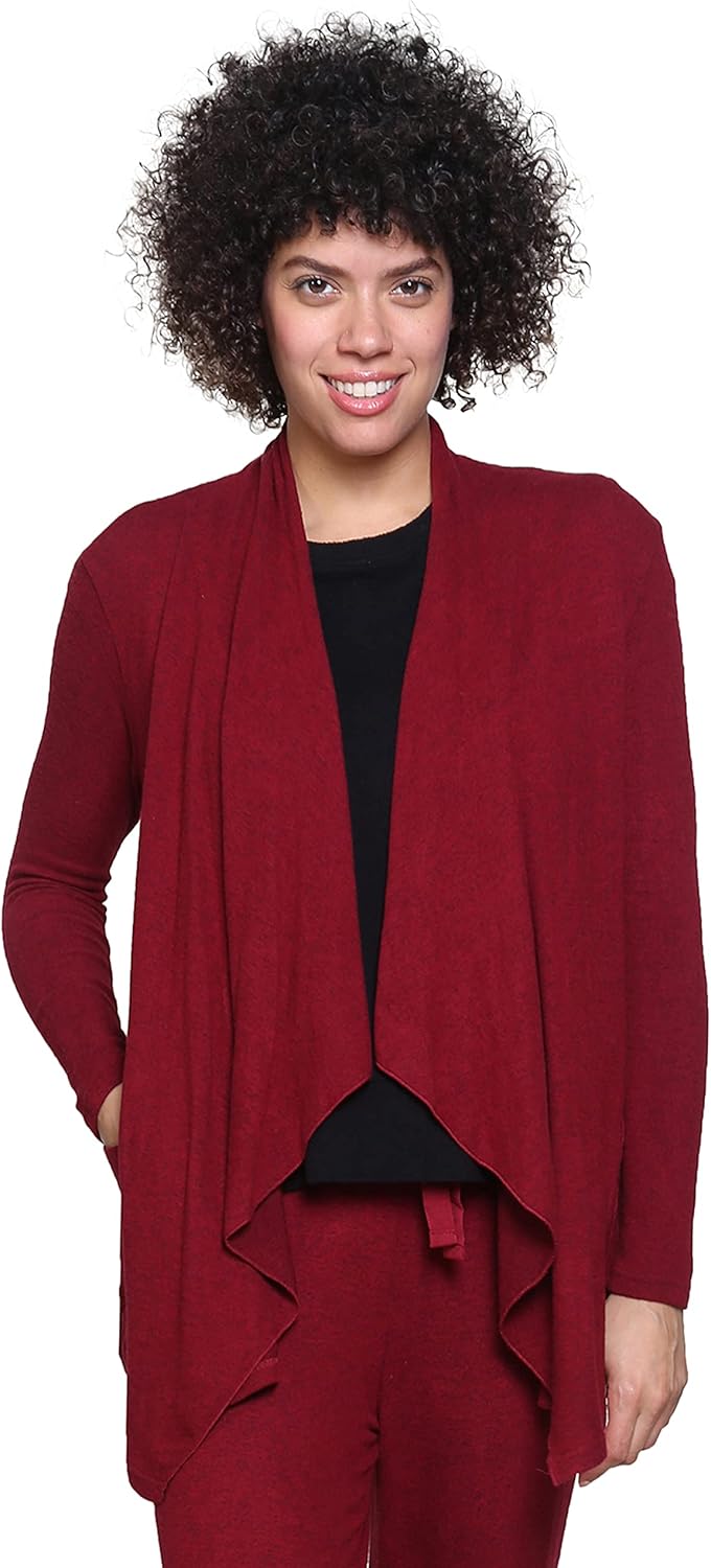 LA CERA Women's Open Front Casual Long Sleeve Knit Classic Sweaters Comfortable Brushed Cascase Cardigan