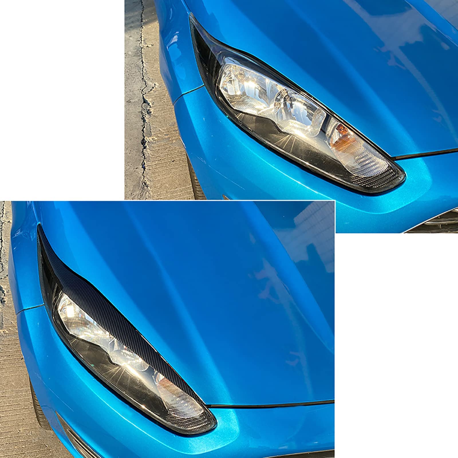 Sopracciglia per fari Auto, per Ford Fiesta MK6.5 2013-2017, Copertura per Sopracciglia per fari Auto, Strisce adesive Decorative per fari, Nero Lucido