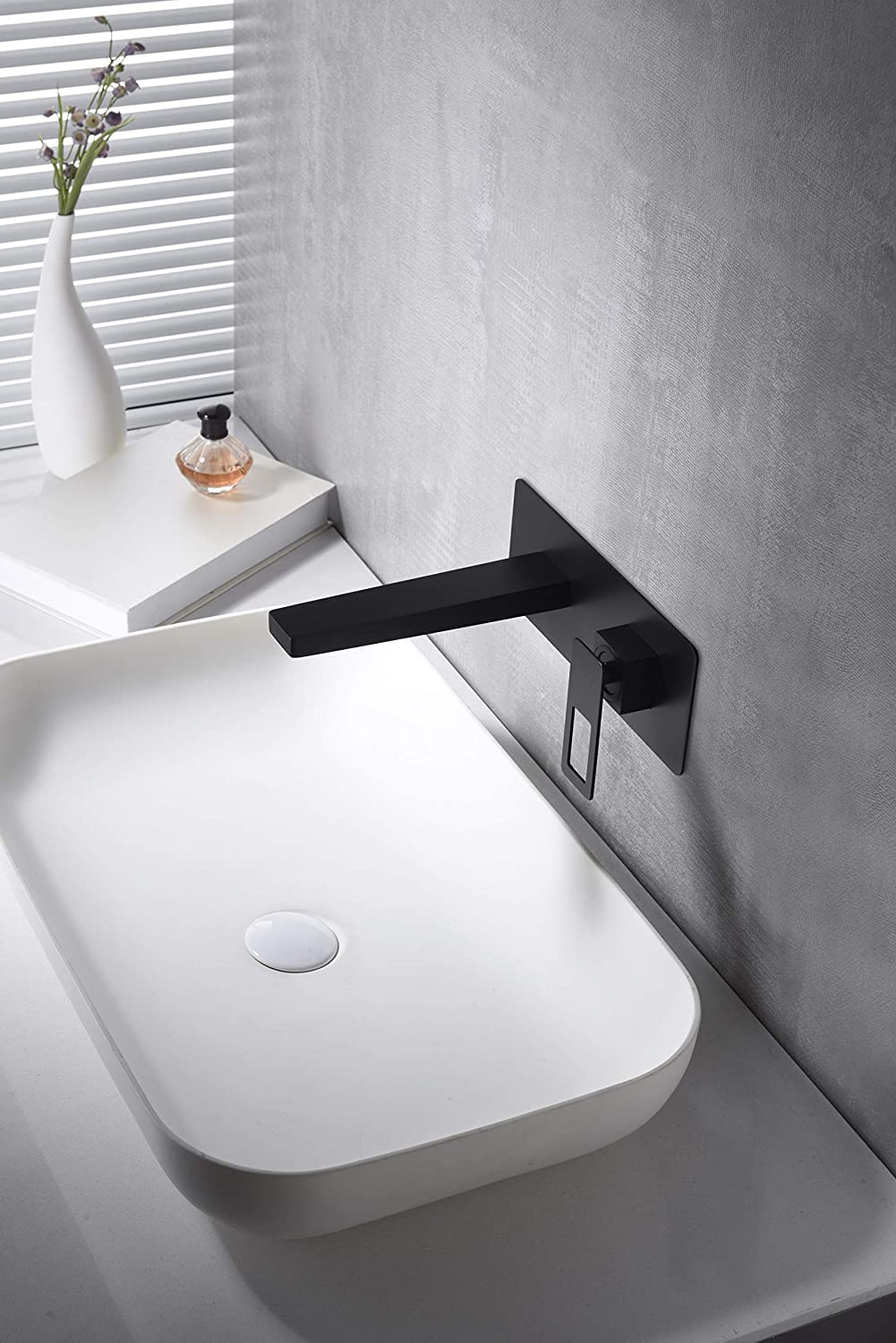 IMEX - Grifo empotrado monomando lavabo - Griferia de baño para lavamanos - grifos empotrados de baño Serie Suecia Negro Mate BDC032-4NG