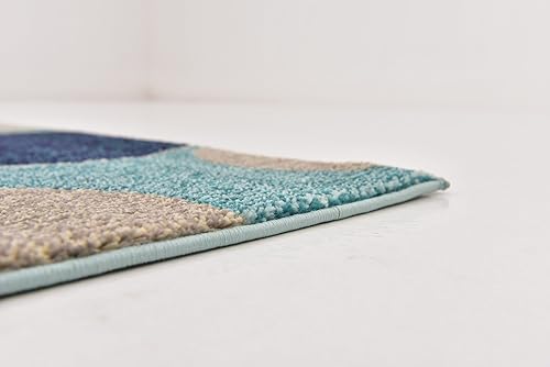 Miniatura 8 de Unique Loom Chromatic Collection - Alfombra moderna bokeh y vibrante abstracta para cualquier decoración del hogar, 4 x 6 pies, azulbeige