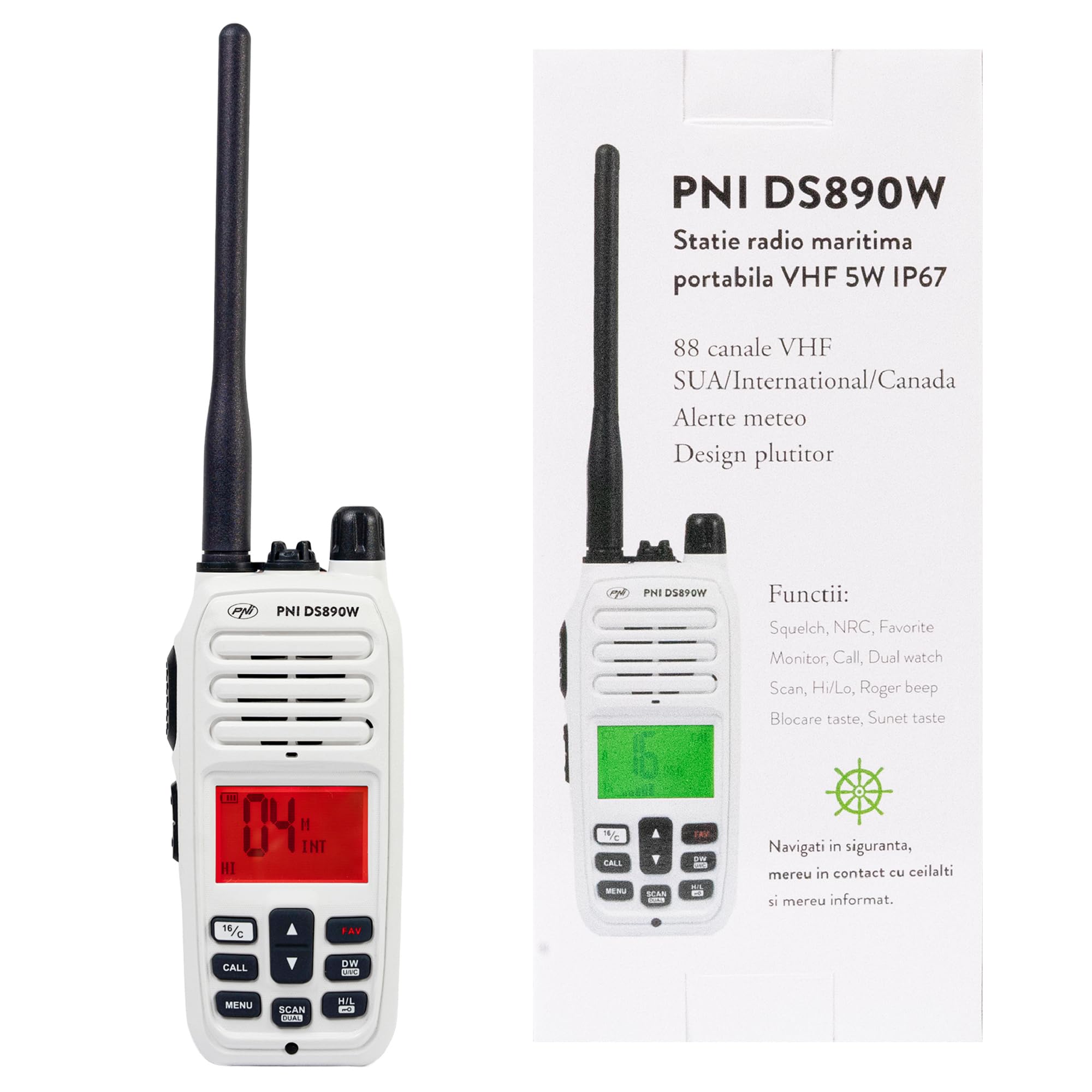 PNI DS890W Stazione radio marina portatile IP67 1800mAh 88 canali