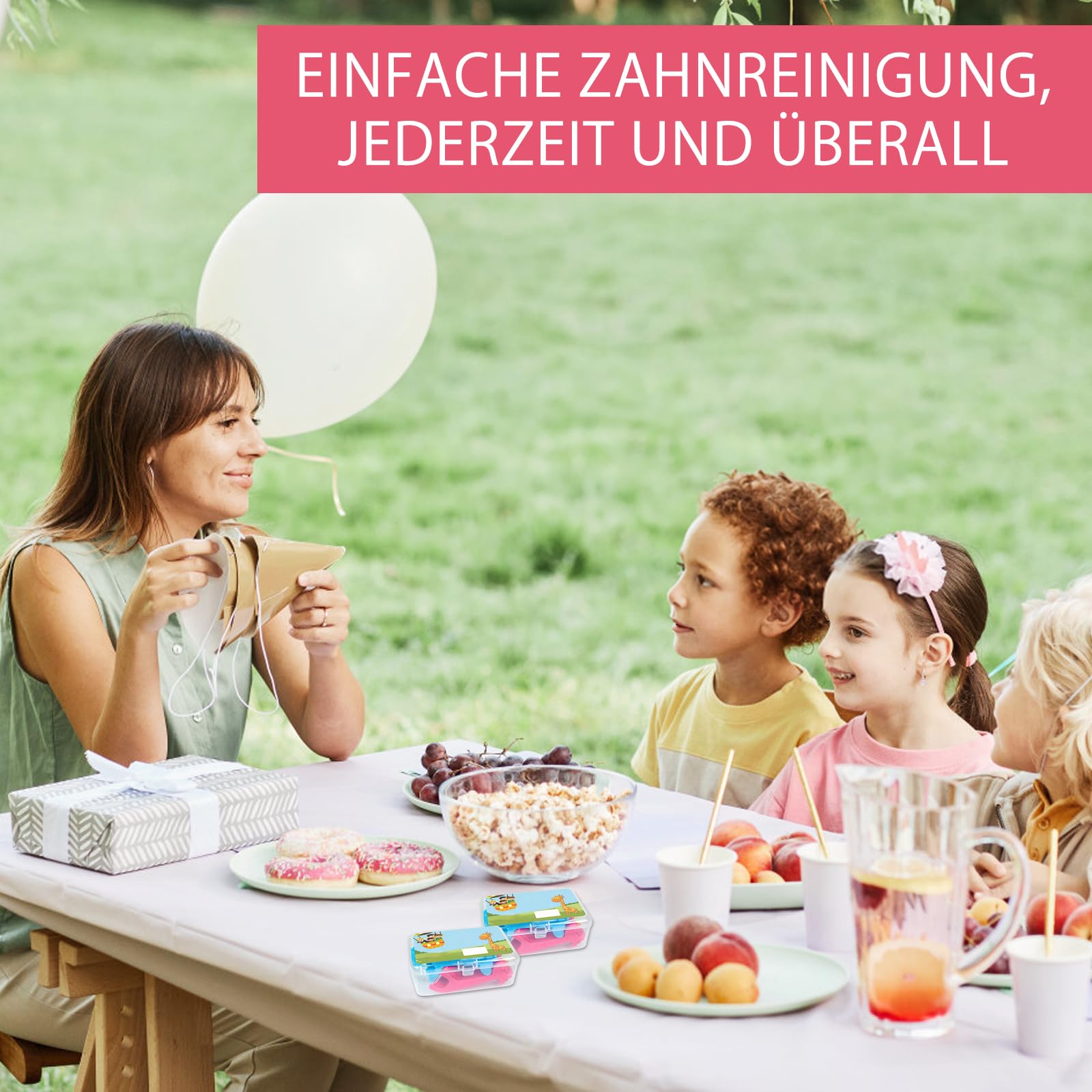 TNSLAND Filo Interdentale per Bambini Giraffa 4 Colori 4 Confezioni da 40 Fili Senza Cera e Antiscivolo per Spazi Ristretti
