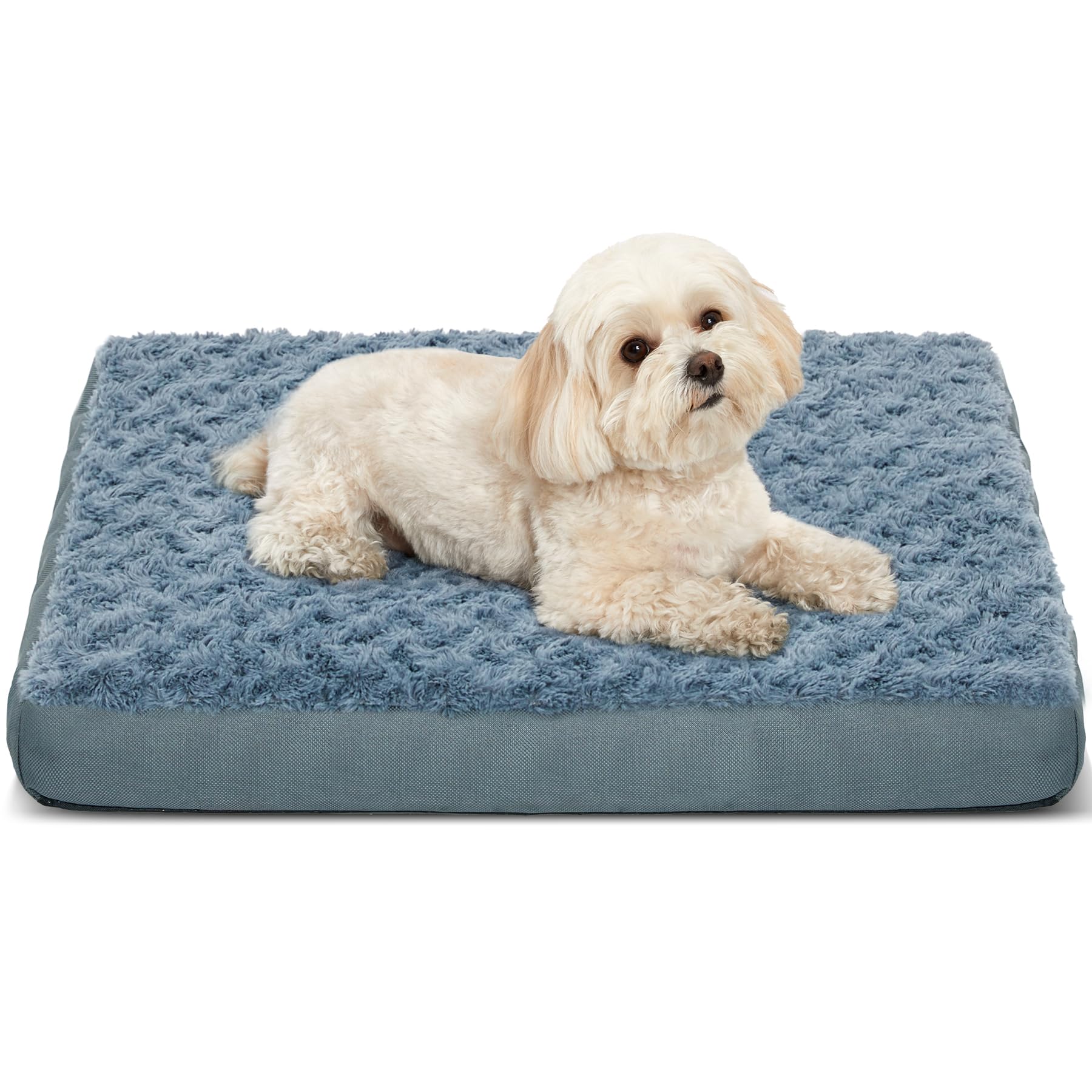 Kimpets Orthopedic Dog Beds for Crate with Removable Washable Cover Egg-Crate Foam Pet Pad Mat with Anti-Slip Bottom,Waterproof Dog Beds Small Sized，