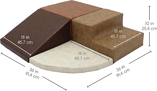Miniatura 3 de FDP - Escalador de esquina rústico occidental para niños pequeños, piel sintética envejecida, estructura de juego activo para interiores para niños