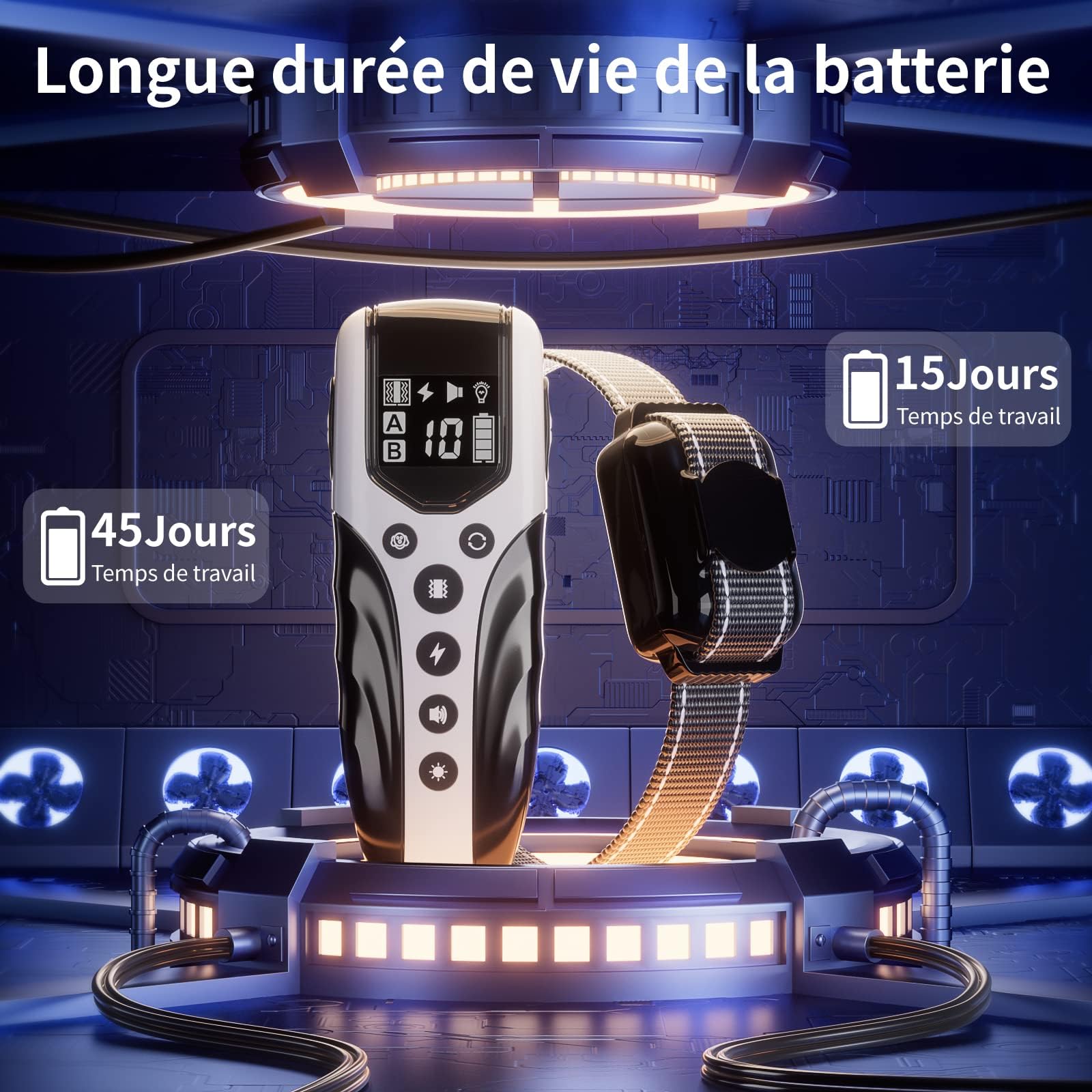 Collier Dressage Chien avec Télécommande-Le Plus Petit et Le Plus Léger Collier de Dressage Chien，Conçu pour Les Chiots，3 Modes : Voix, Vibration, Stimulation，Étanche IPX7，Rechargeable，Blanche