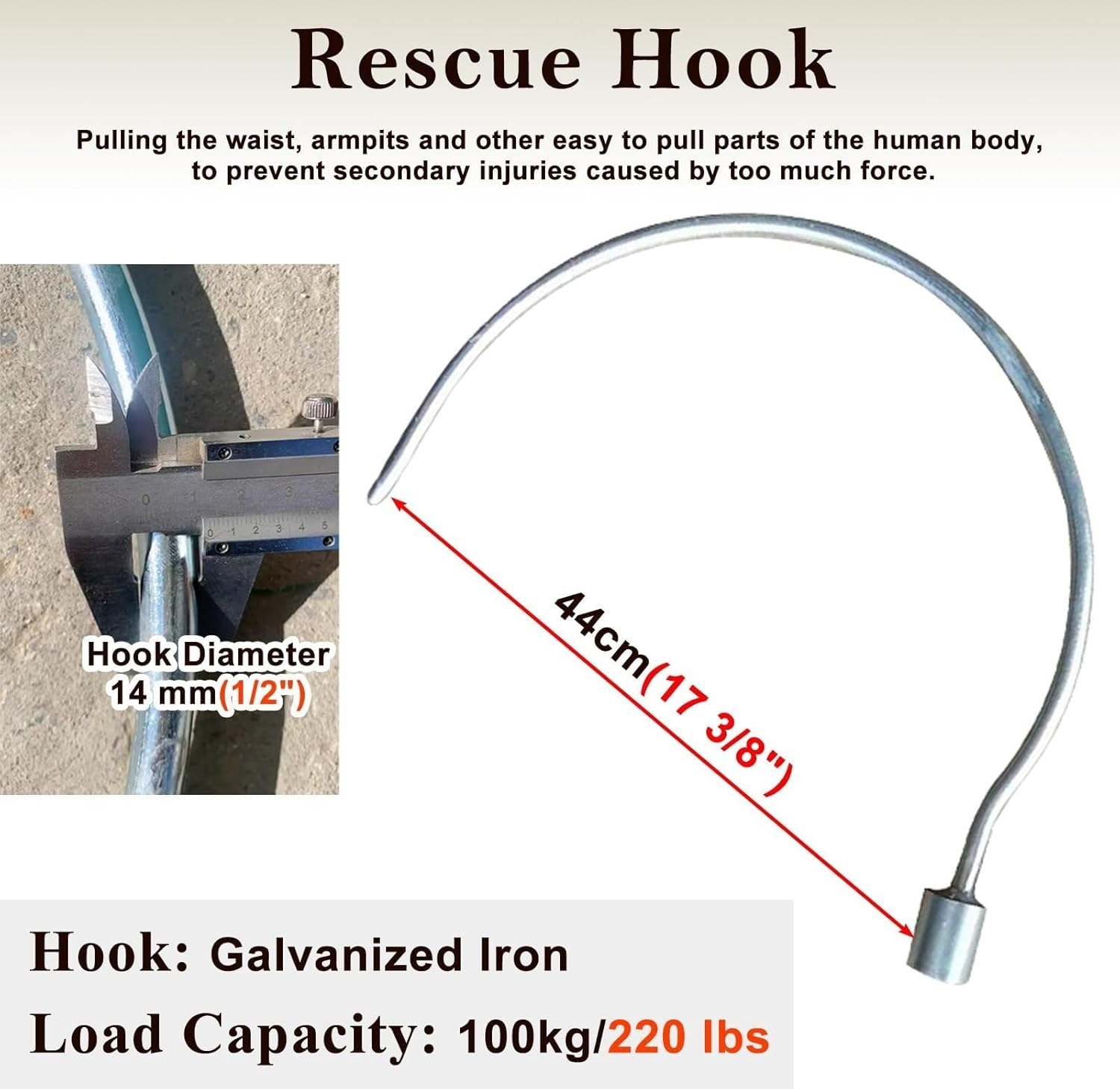 High Voltage Insulation Rescue Hook, Emergency Insulated Pole for 10KV to 500KV, Electrical Safety Tool, 3M (9.8ft) Length, Ideal for Power Line Rescues