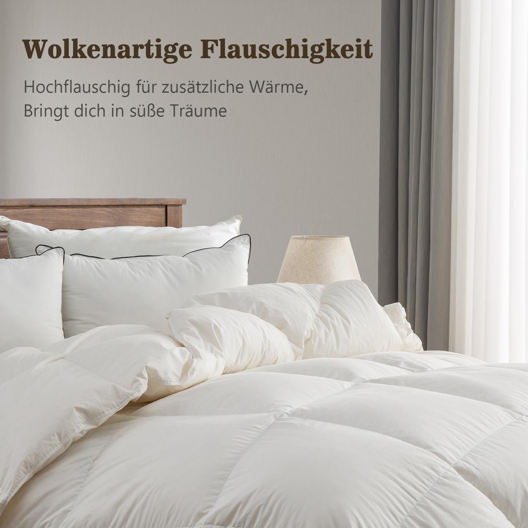 BPC Leichte Daunendecke 220x240, Sommer Bettdecke | 100% Bio-Baumwolle, Weich Federn Daunen Füllung, Öko-Tex und RDS Zertifiziert Steppdecke, 220x240 cm, Elfenbeinweiß
