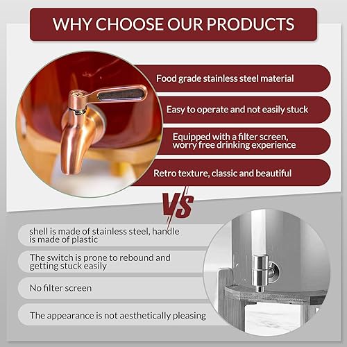 Miniatura 2 de Hgzaccompany Paquete de 2 espitas de repuesto de acero inoxidable para dispensador de bebidas, boquilla de metal para jarra dispensadora de bebidas,