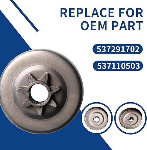 Miniatura 5 de Embrague de piñón 0 .375 7T para Husqvarna 455, 455 Rancher, 460, 460 Motosierra Rancher 537110503 y 537291604