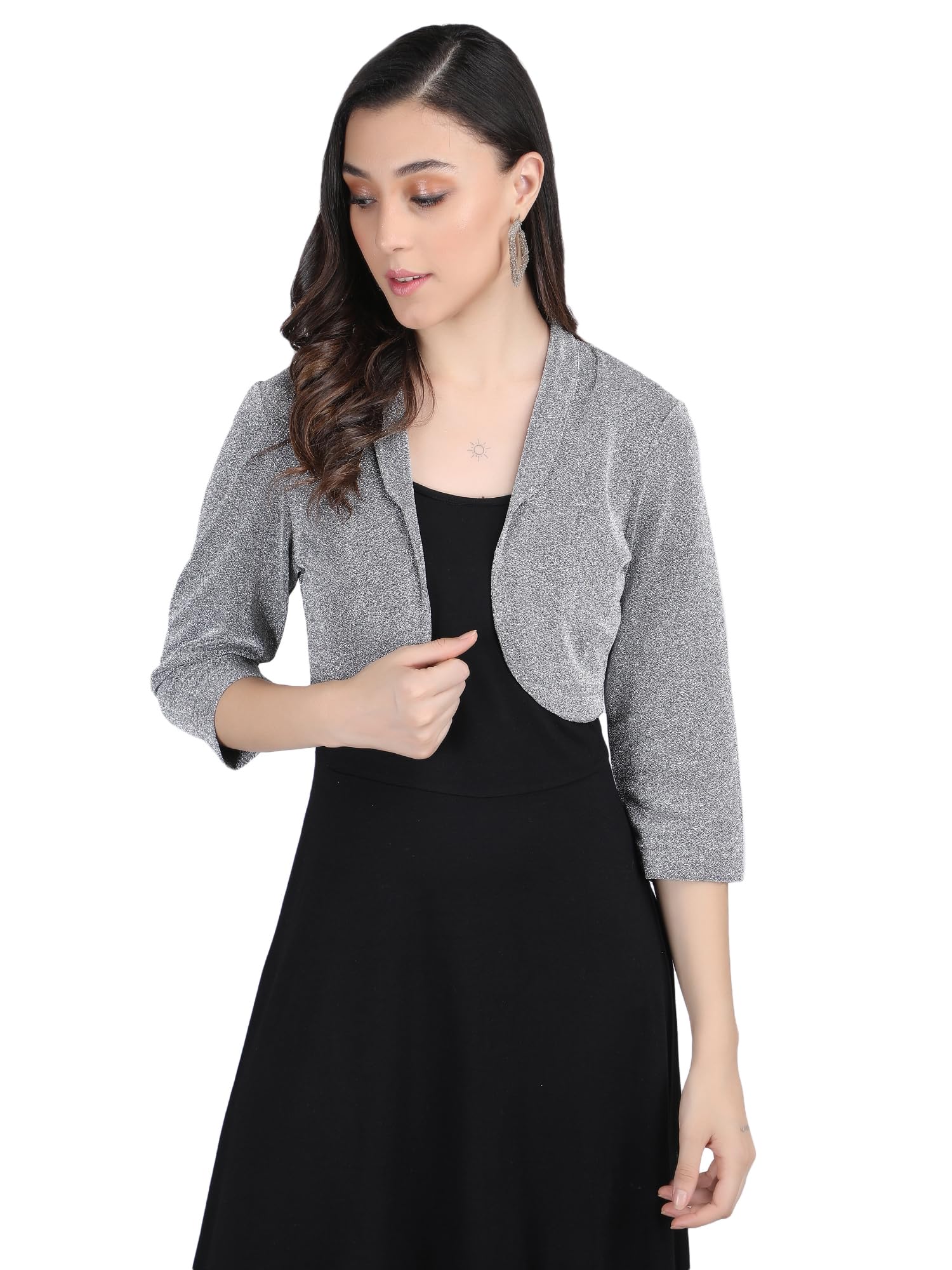 aol Women's Short Lycra Shrug with Collar Neckline-picture-52